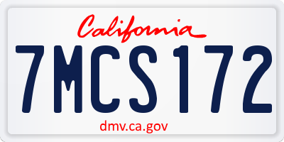 CA license plate 7MCS172