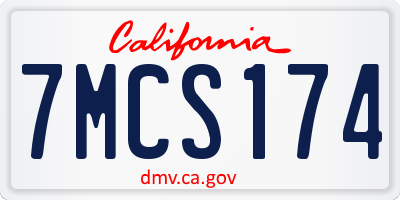 CA license plate 7MCS174