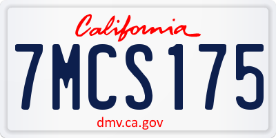 CA license plate 7MCS175