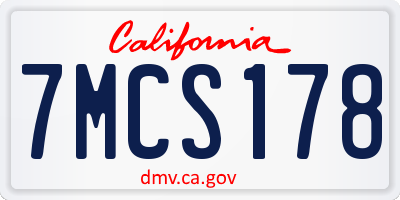 CA license plate 7MCS178