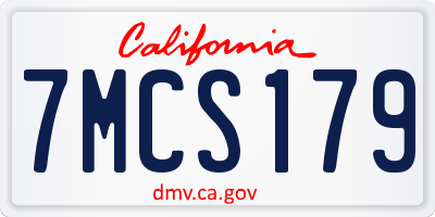 CA license plate 7MCS179