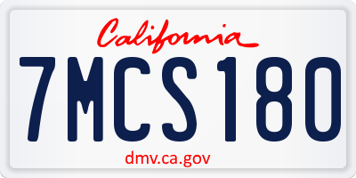 CA license plate 7MCS180