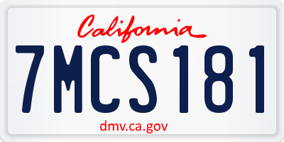 CA license plate 7MCS181