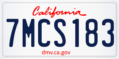 CA license plate 7MCS183