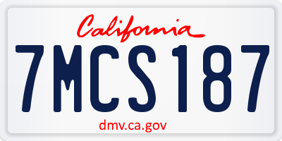 CA license plate 7MCS187
