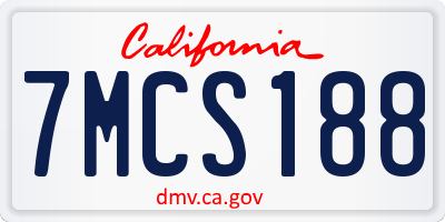 CA license plate 7MCS188