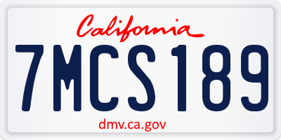 CA license plate 7MCS189