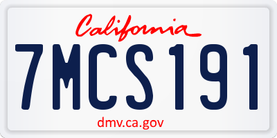 CA license plate 7MCS191