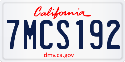 CA license plate 7MCS192