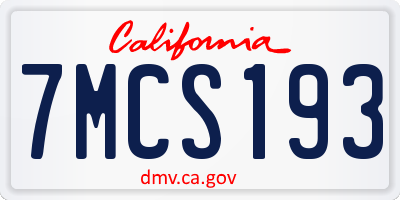 CA license plate 7MCS193