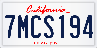 CA license plate 7MCS194
