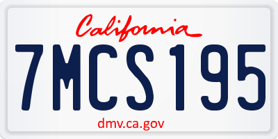 CA license plate 7MCS195