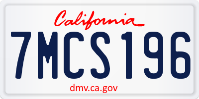 CA license plate 7MCS196