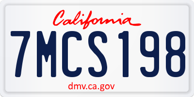 CA license plate 7MCS198
