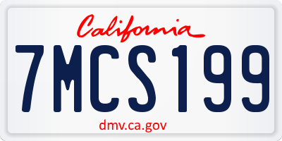 CA license plate 7MCS199