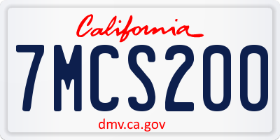 CA license plate 7MCS200
