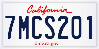 CA license plate 7MCS201