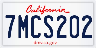 CA license plate 7MCS202