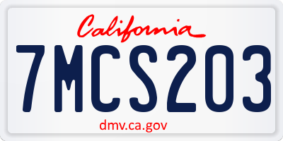 CA license plate 7MCS203