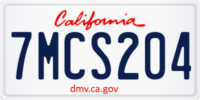 CA license plate 7MCS204