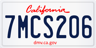 CA license plate 7MCS206