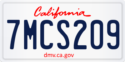 CA license plate 7MCS209