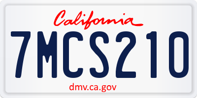 CA license plate 7MCS210