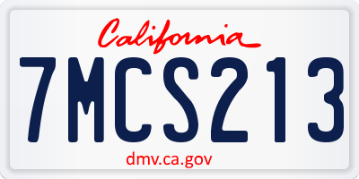CA license plate 7MCS213