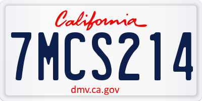 CA license plate 7MCS214