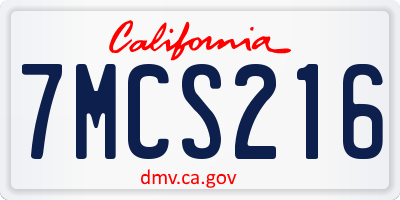CA license plate 7MCS216