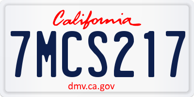 CA license plate 7MCS217