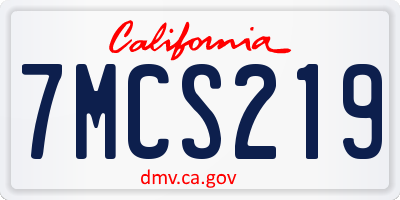 CA license plate 7MCS219