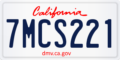 CA license plate 7MCS221