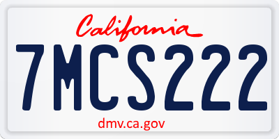 CA license plate 7MCS222