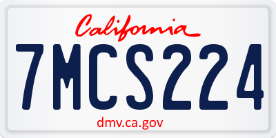 CA license plate 7MCS224