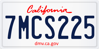CA license plate 7MCS225