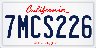 CA license plate 7MCS226