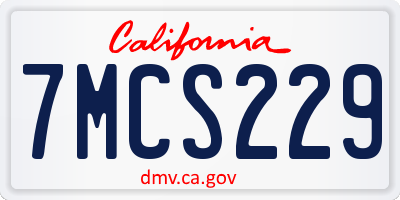 CA license plate 7MCS229