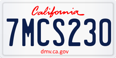 CA license plate 7MCS230