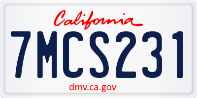 CA license plate 7MCS231