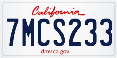 CA license plate 7MCS233