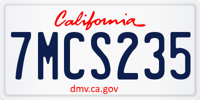 CA license plate 7MCS235