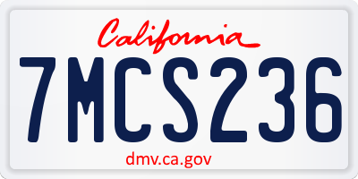 CA license plate 7MCS236