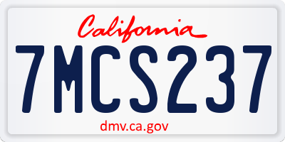 CA license plate 7MCS237