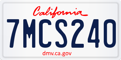 CA license plate 7MCS240