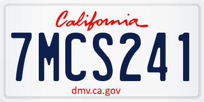 CA license plate 7MCS241