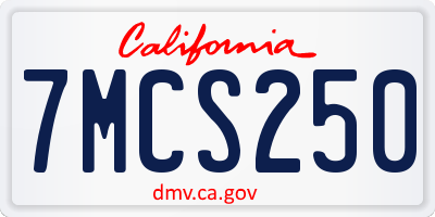 CA license plate 7MCS250