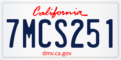 CA license plate 7MCS251