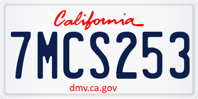 CA license plate 7MCS253