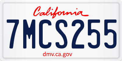 CA license plate 7MCS255